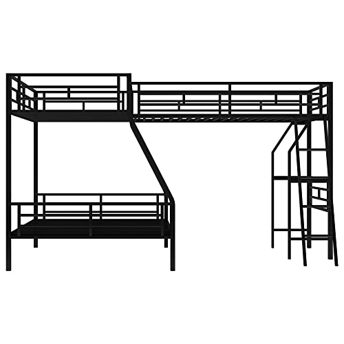 Black Triple Bunk Bed with Desk N830