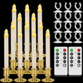 12 Pack Ivory Flickering Flameless LED Taper Candles with Remote X502