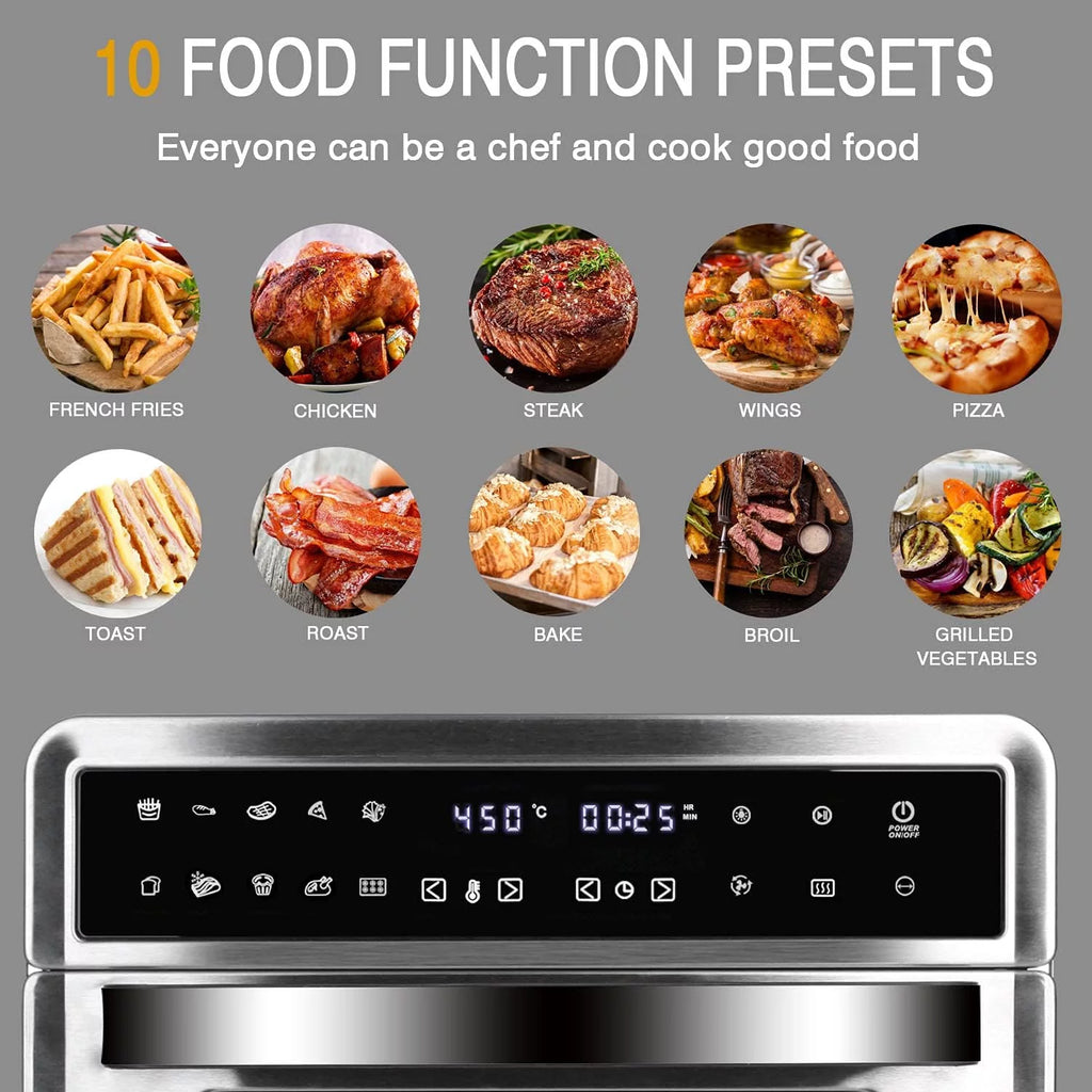 26QT Extra Large Digital Convection Oven Air Fryer Combo With Rotisserie And Dehydrator T994