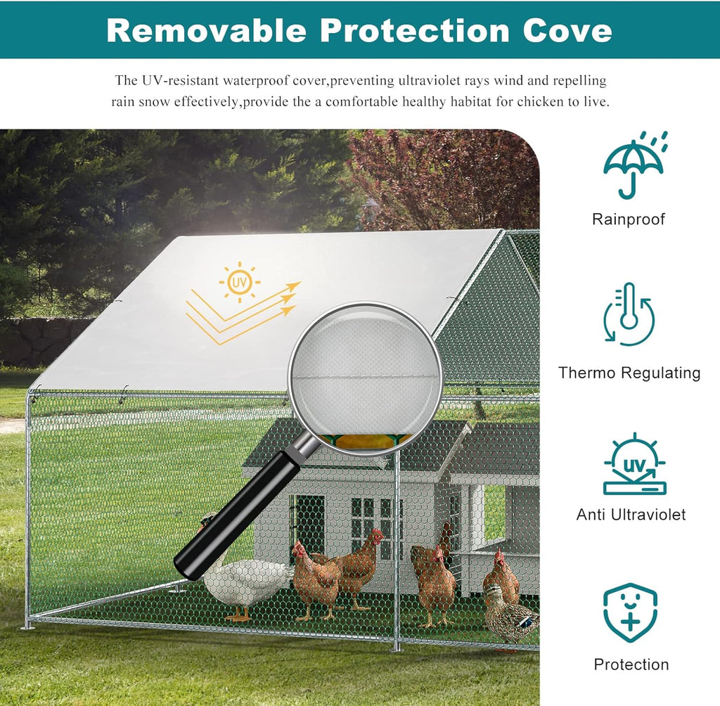 Metal Chicken Coop Galvanized Steel Walk-in Poultry Cage E645