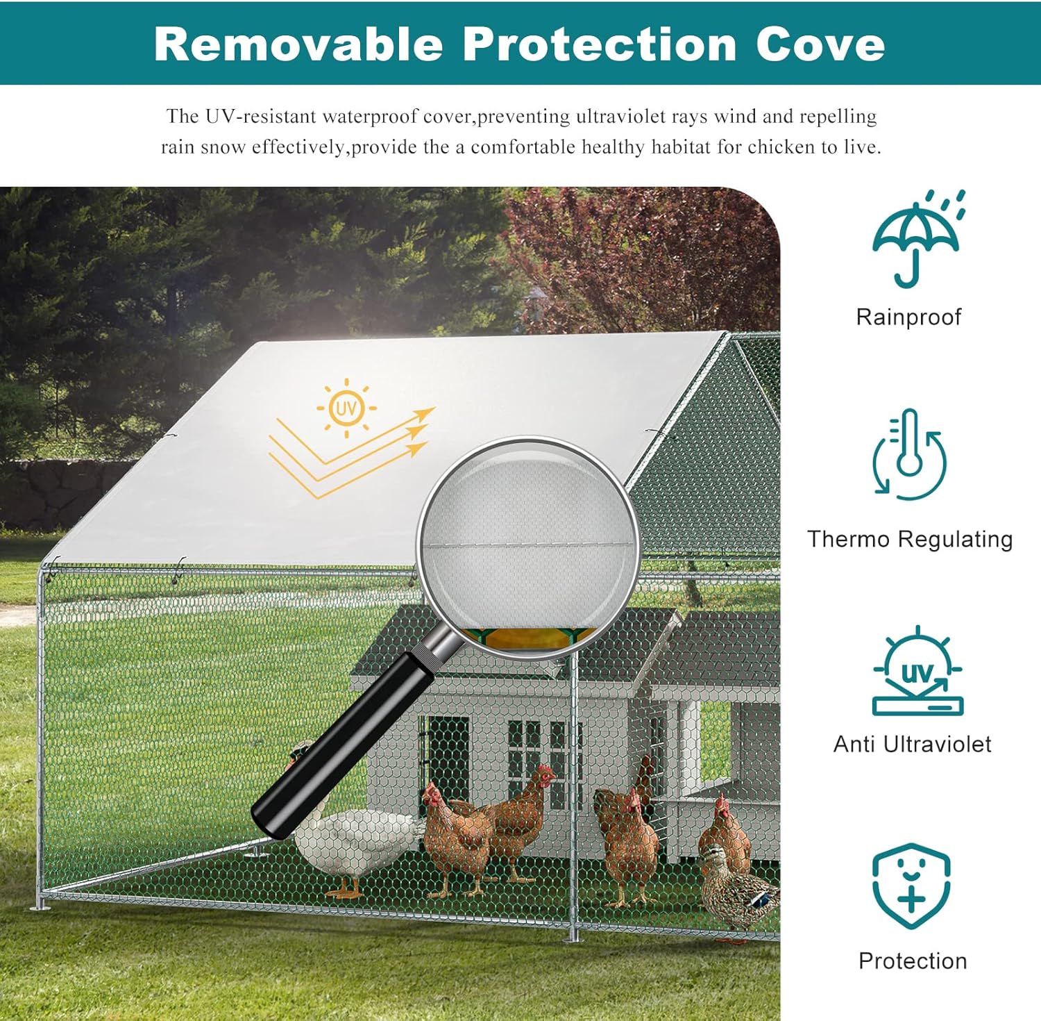 Metal Chicken Coop Galvanized Steel Walk-in Poultry Cage E645