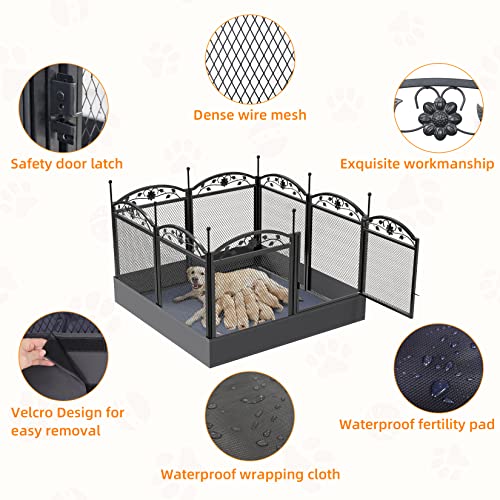 Dog Whelping Box Fence with Waterproof Whelping Pad B50380