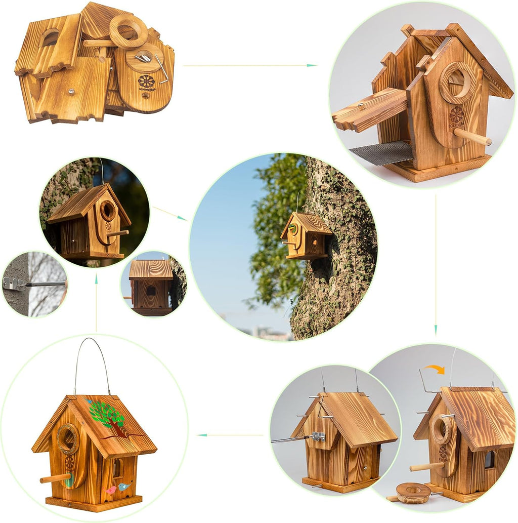 Carbonized Solid Wood Bird House DIY Kit A721