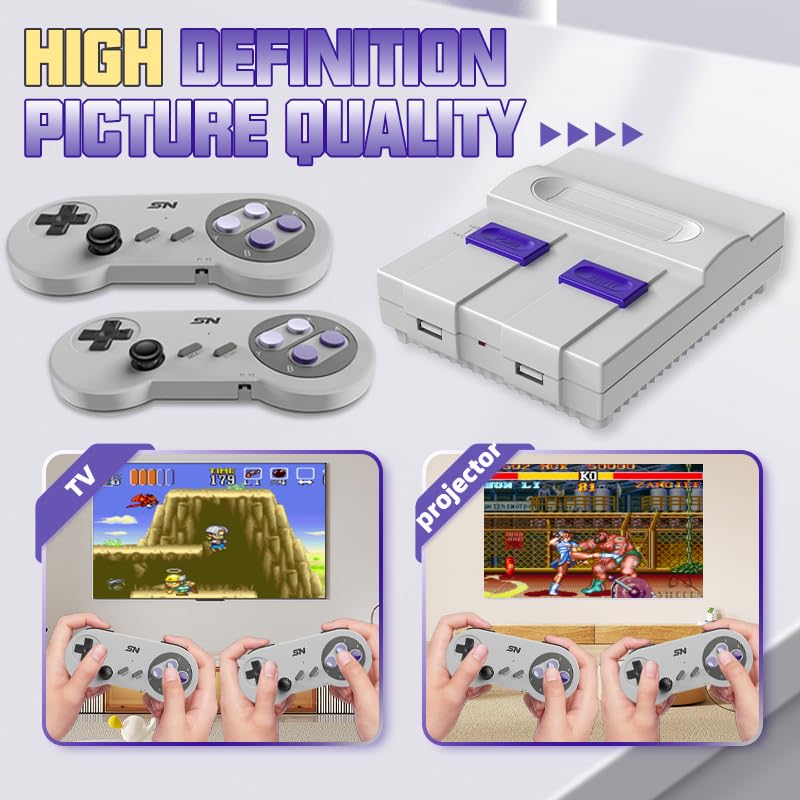 16Bit Video Game Console with 5000 Classic Games and 2.4G Wireless Controllers P365897
