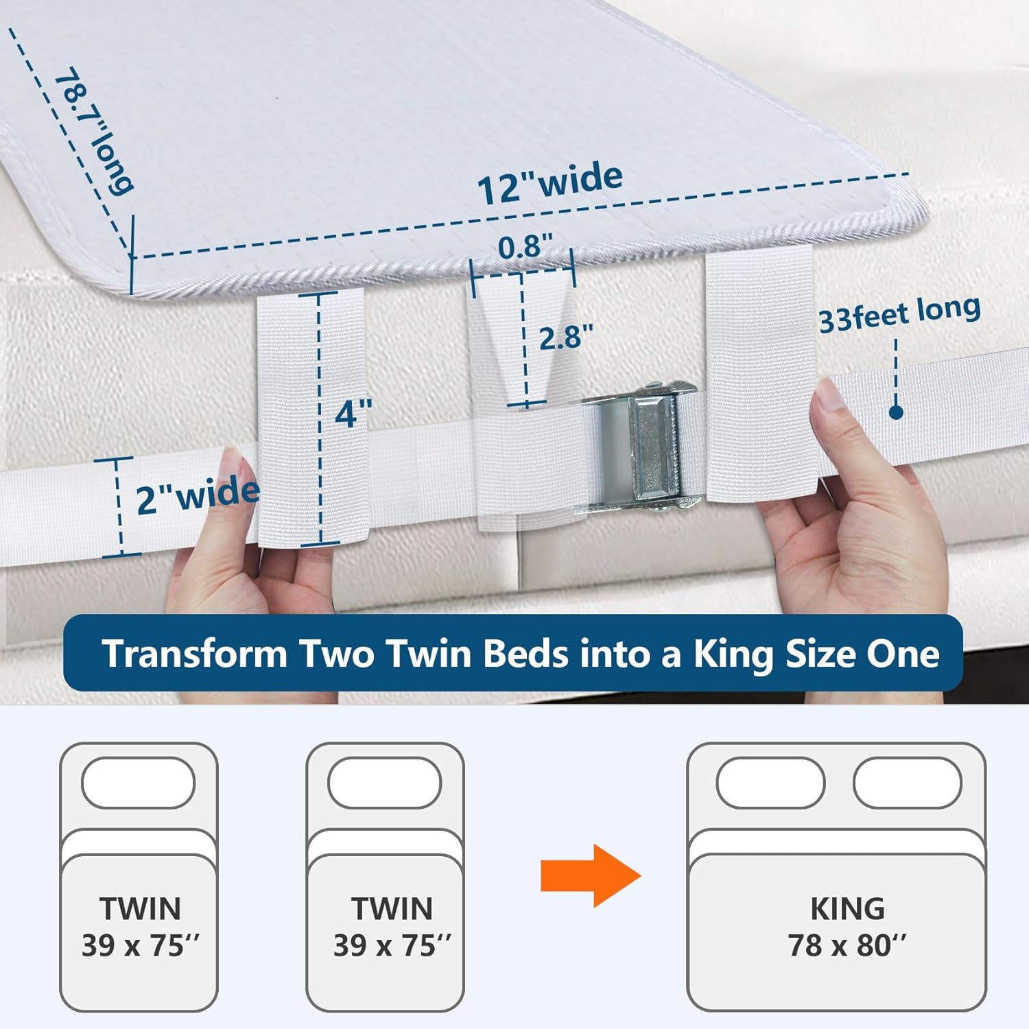 Twin to King Bed Converter Kit with Storage Bag M9966
