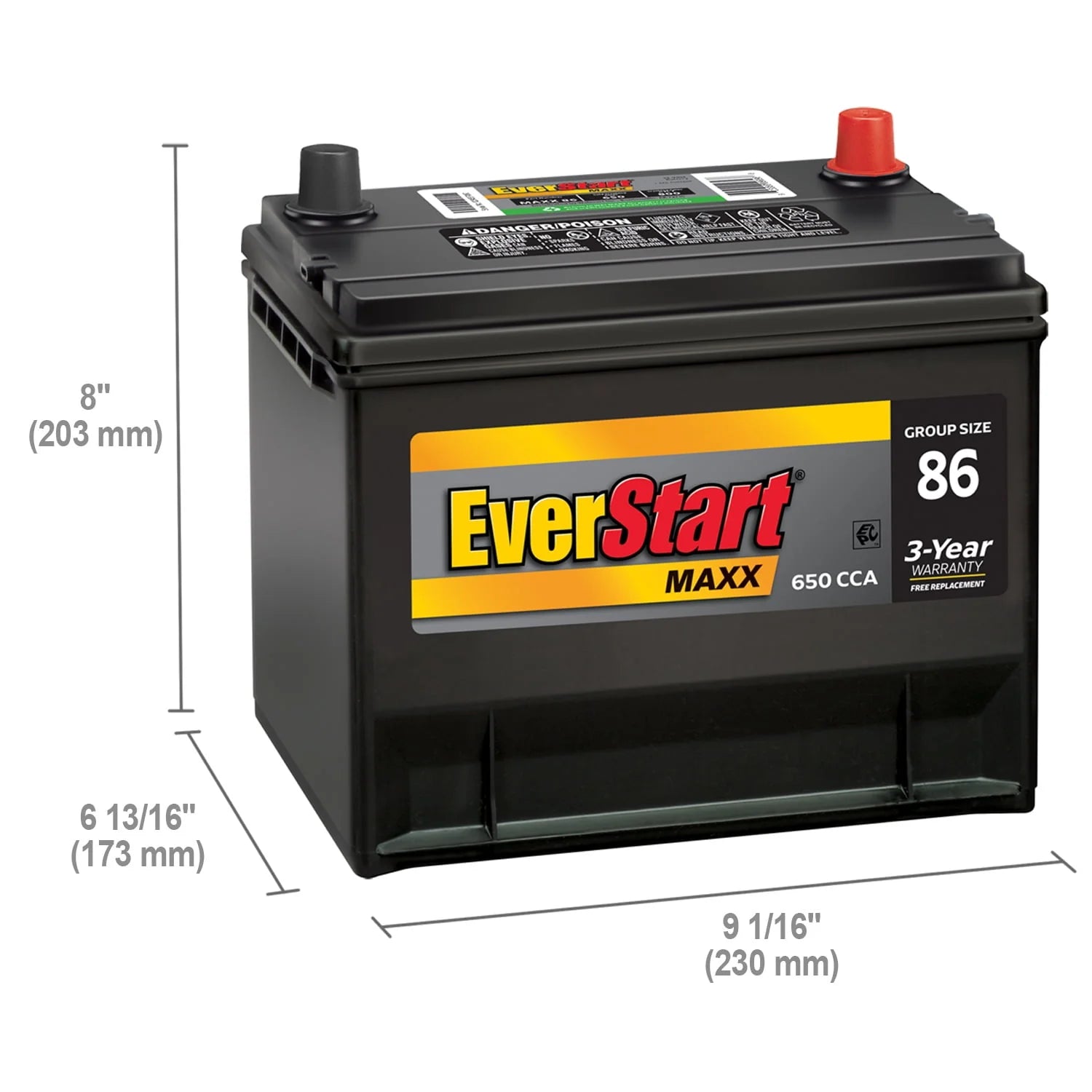 Group Size 86 12 Volt 630 CCA Lead Acid Automotive Battery M3618