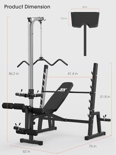 Olympic Weight Bench with LAT Pulldown Pulley System and Preacher Curl Pad H45524
