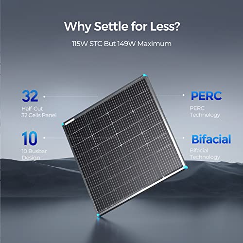 115 Watt 12 Volt Monocrystalline Rigid Solar Panel B3831