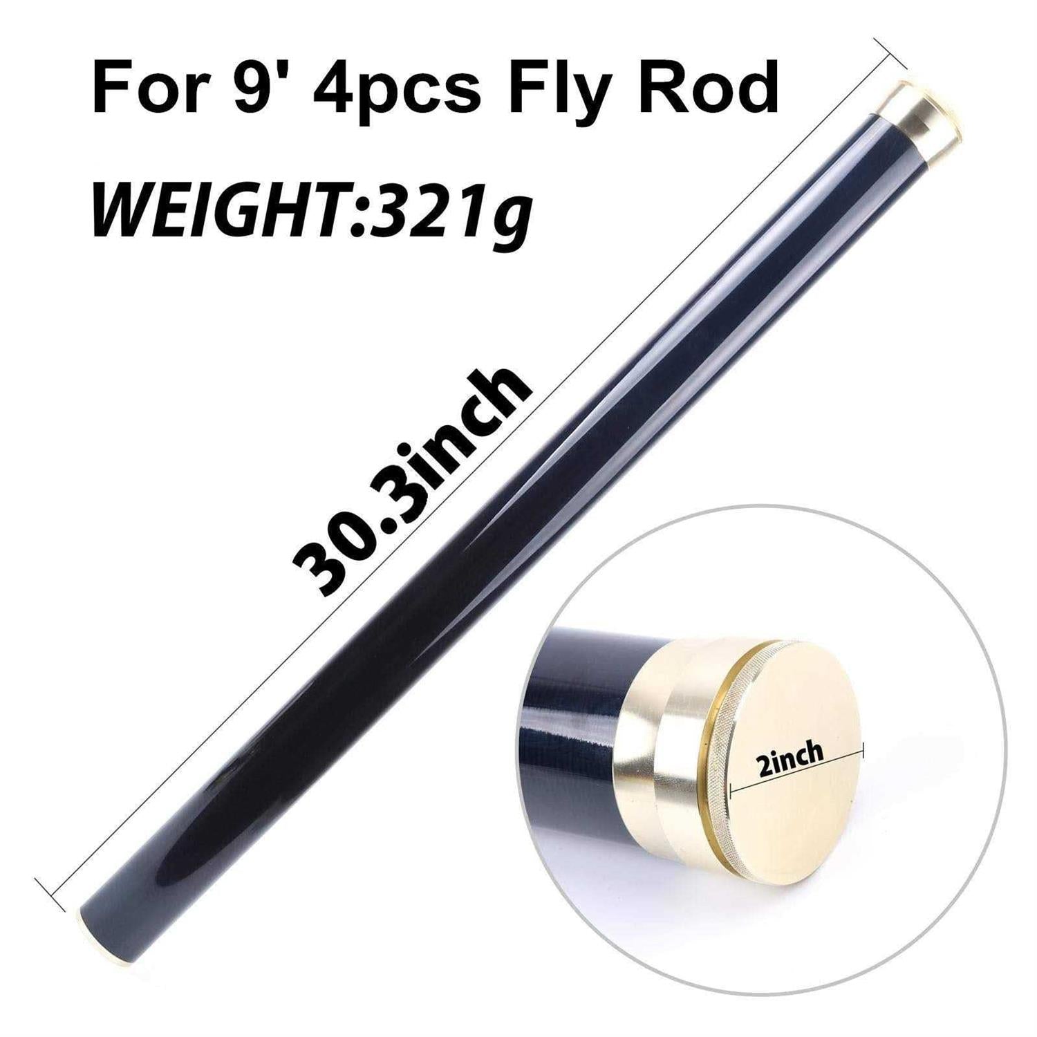 Carbon Fiber Fly Fishing Rod Travel Tube with Aluminum Cap R89712