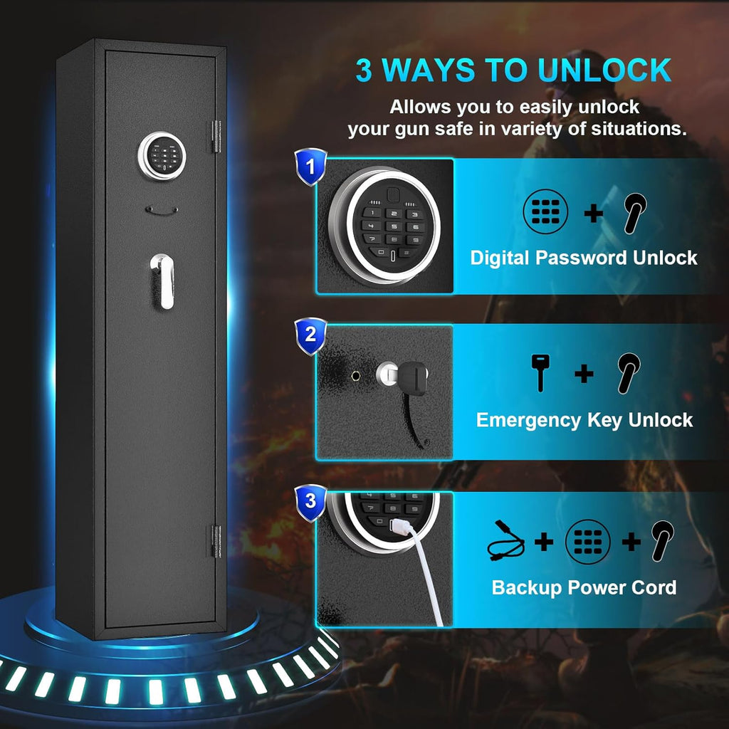 4-5 Rifle Gun Safe with Digital Keypad and LED Light F7906