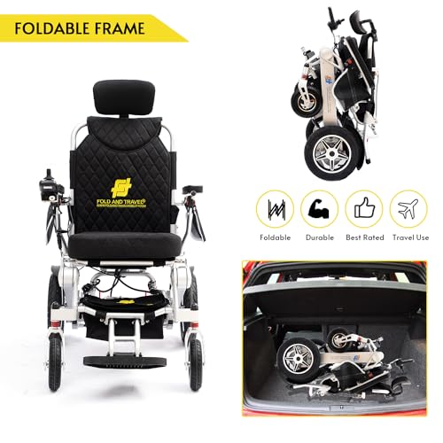 Lightweight Foldable Electric Wheelchair with Blue Seat H85227