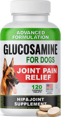 Glucosamine Tablets for Dogs - Joint Supplement w/Omega-3 Fish Oil - Chondroitin, MSM - 120 Ct H539