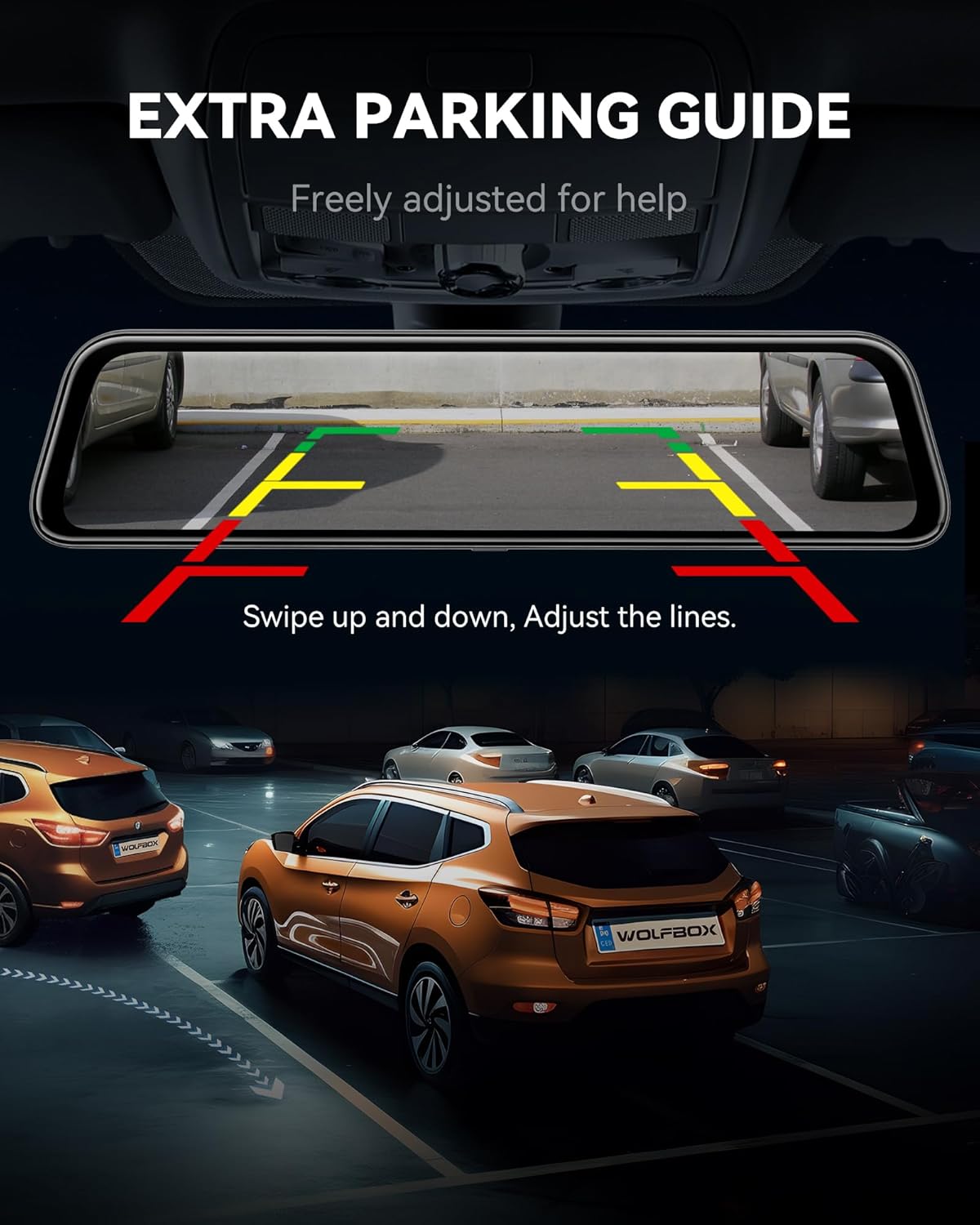12" 4K Mirror Dash Cam Backup Camera with Front and Rear View Dual Cameras O841338