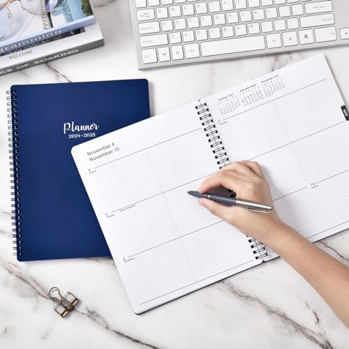 Academic Planner 2024-2025 Weekly and Monthly, 8" x 10", Black, Twin-Wire Binding Z464