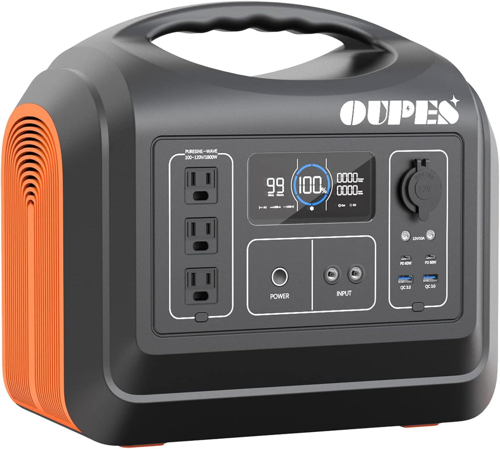 1800W Solar Generator 1488Wh LiFePO4 Battery Backup with 3x120V Pure Sine Wave AC Outlets E35395