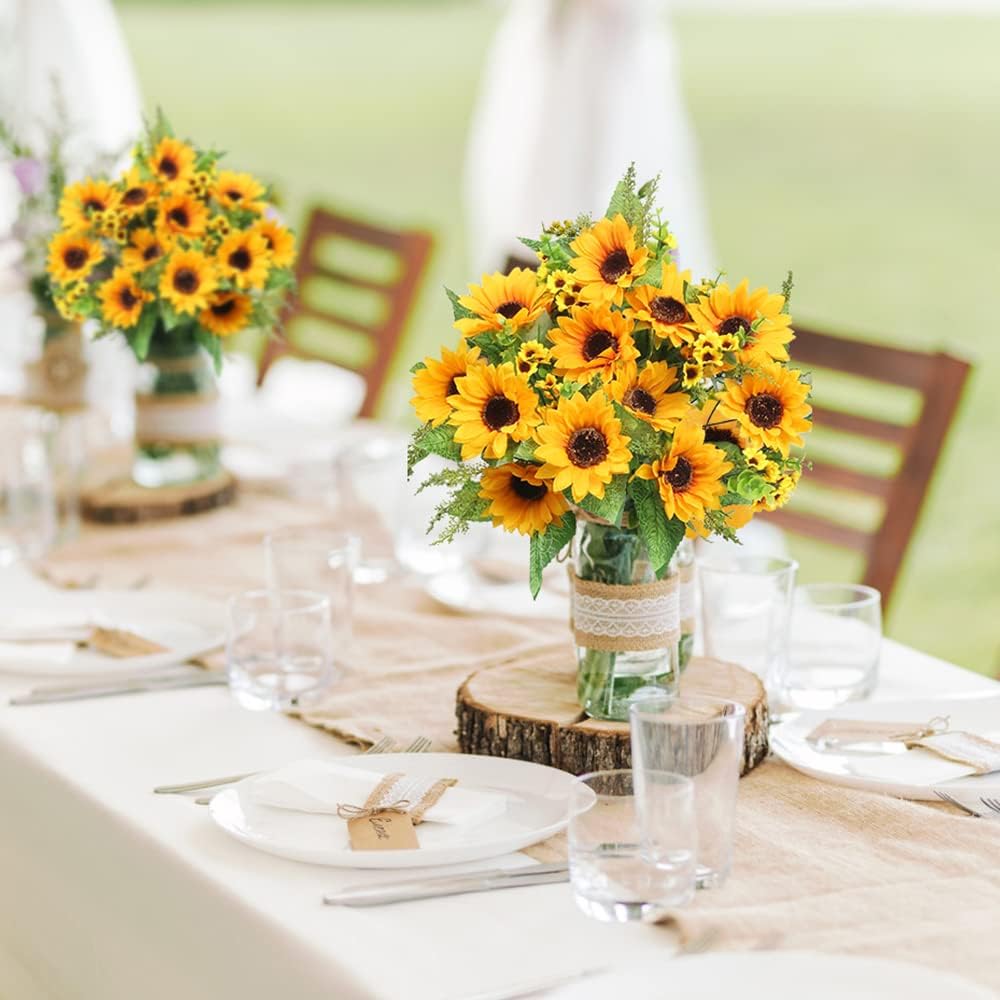 Artificial Sunflower Bouquets, 2 Bunches Fake Wildflowers I877