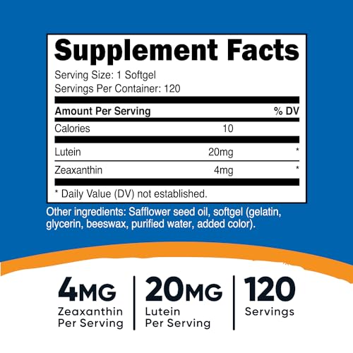 Zeaxanthin with Lutein 20mg, 120 Softgels B51094