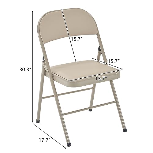 4 Pack White Folding Chairs with Padded Seats and Steel Frame V458656