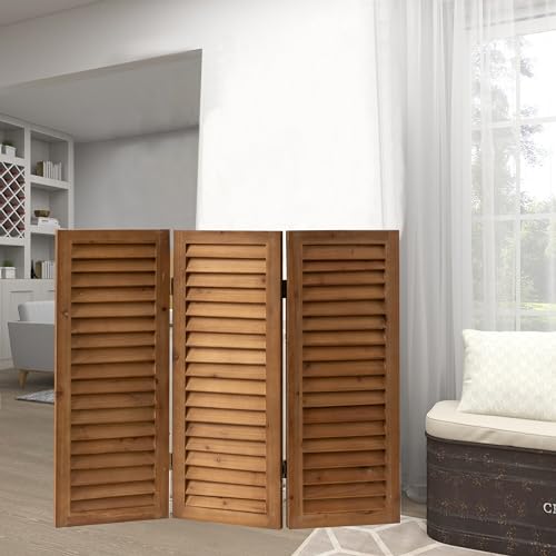 White 3 Panel Wood Folding Room Divider H9239