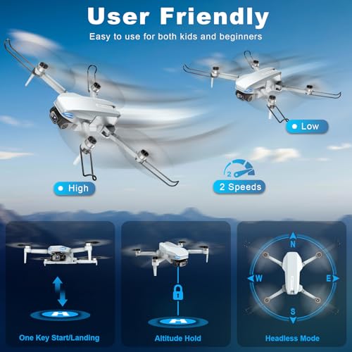 2K HD FPV Drone with Camera, Brushless Motor, 2 Batteries, Foldable T724