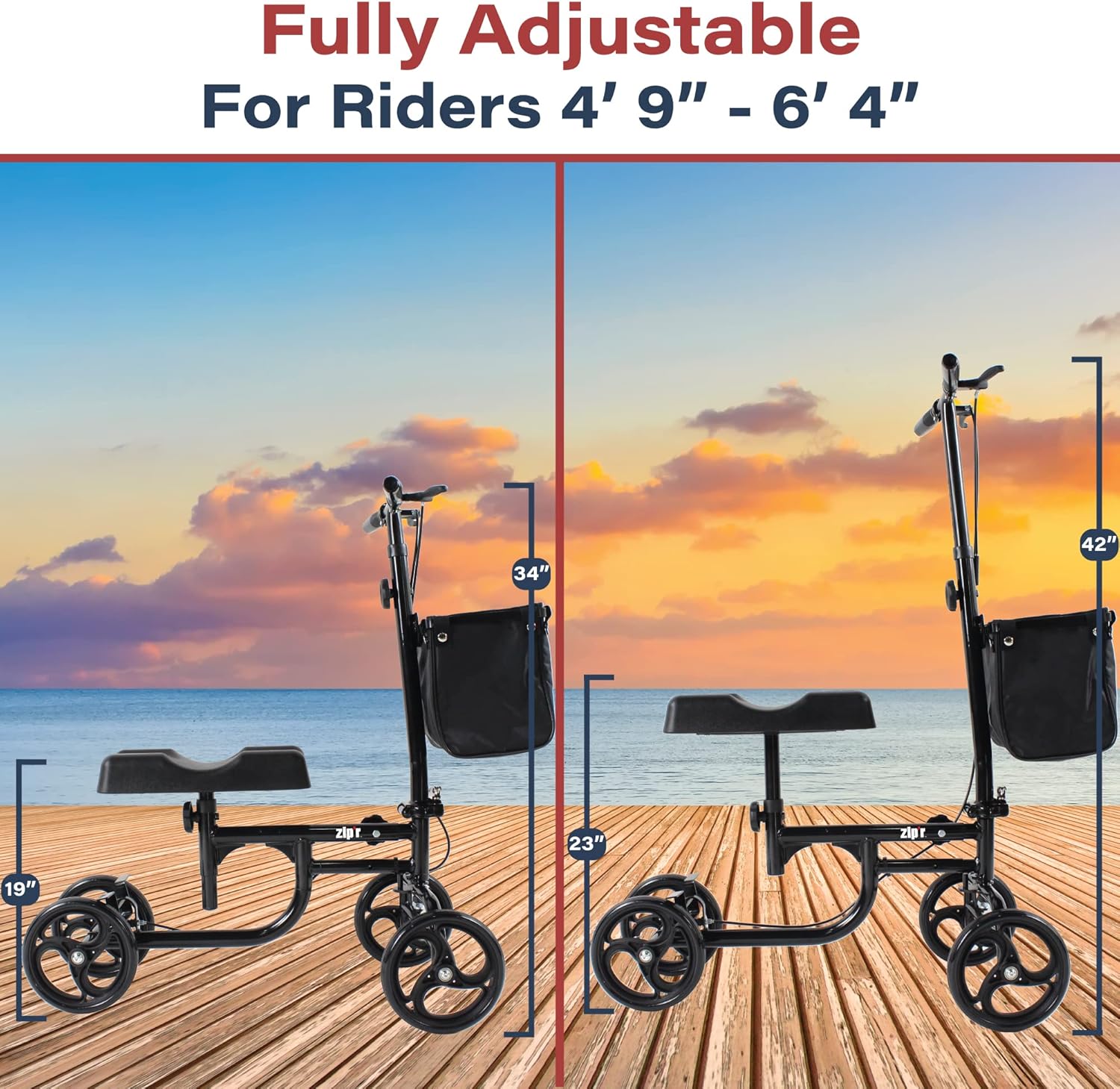 Portable Knee Scooter with Removable Storage Bag V1343