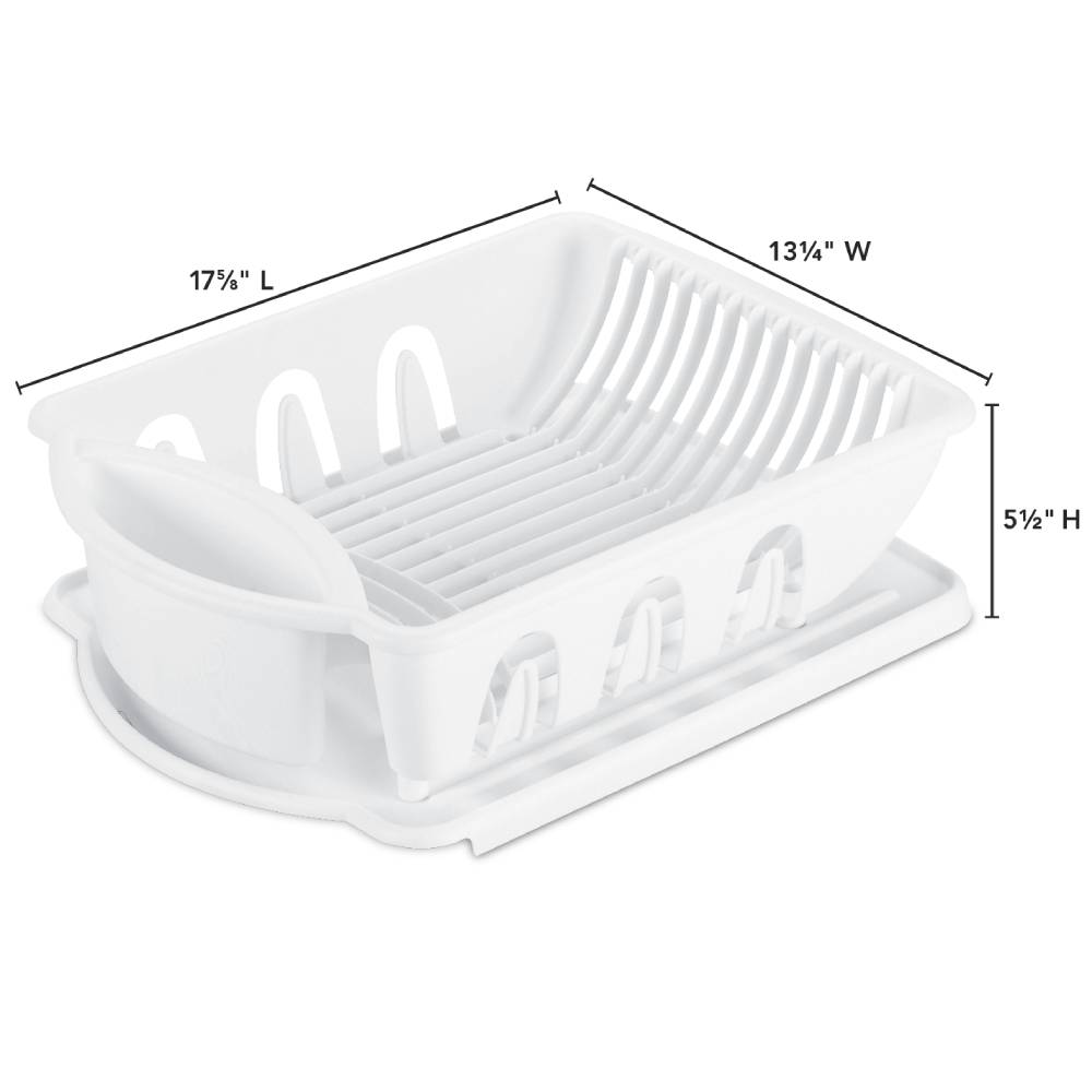 White Plastic 2 Piece Dish Drainer Set U179420
