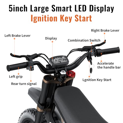 Electric Dirt Bike with 25" Motorcycle Tires, Full Suspension A188632