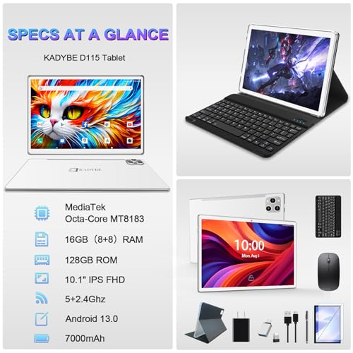 128GB ROM 16GB RAM 10.1 Inch Android Tablet with Keyboard L43193