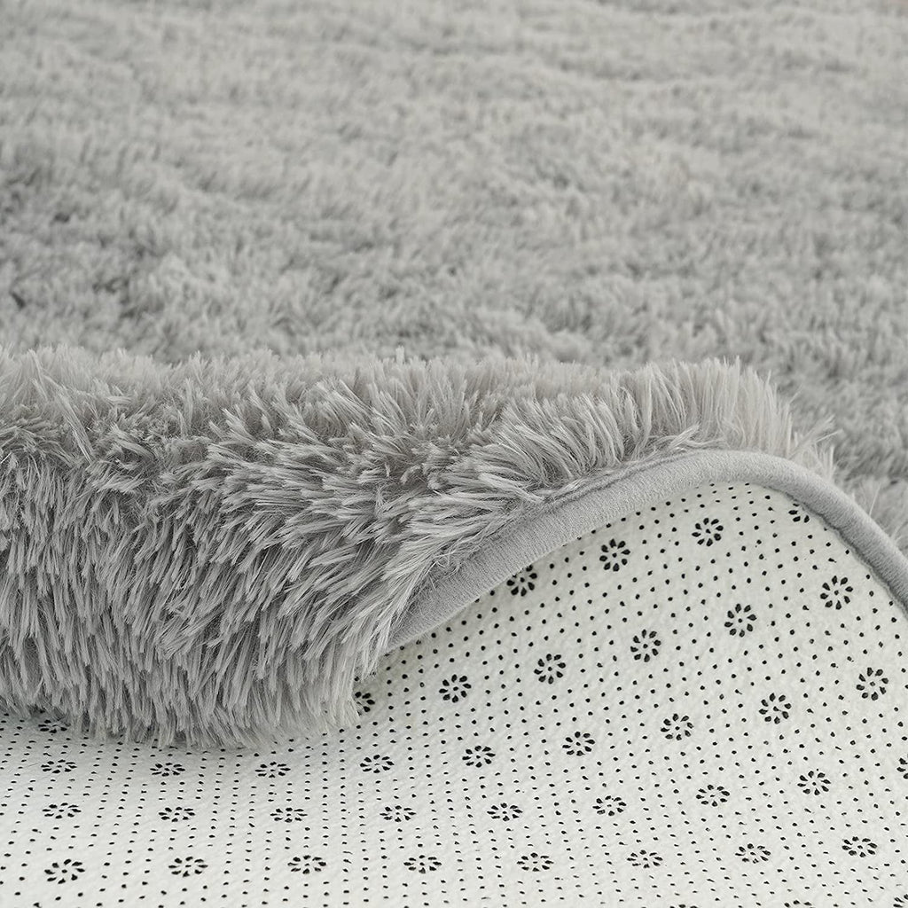 Gray Round Fluffy Shaggy Area Rug 5'x5' A456