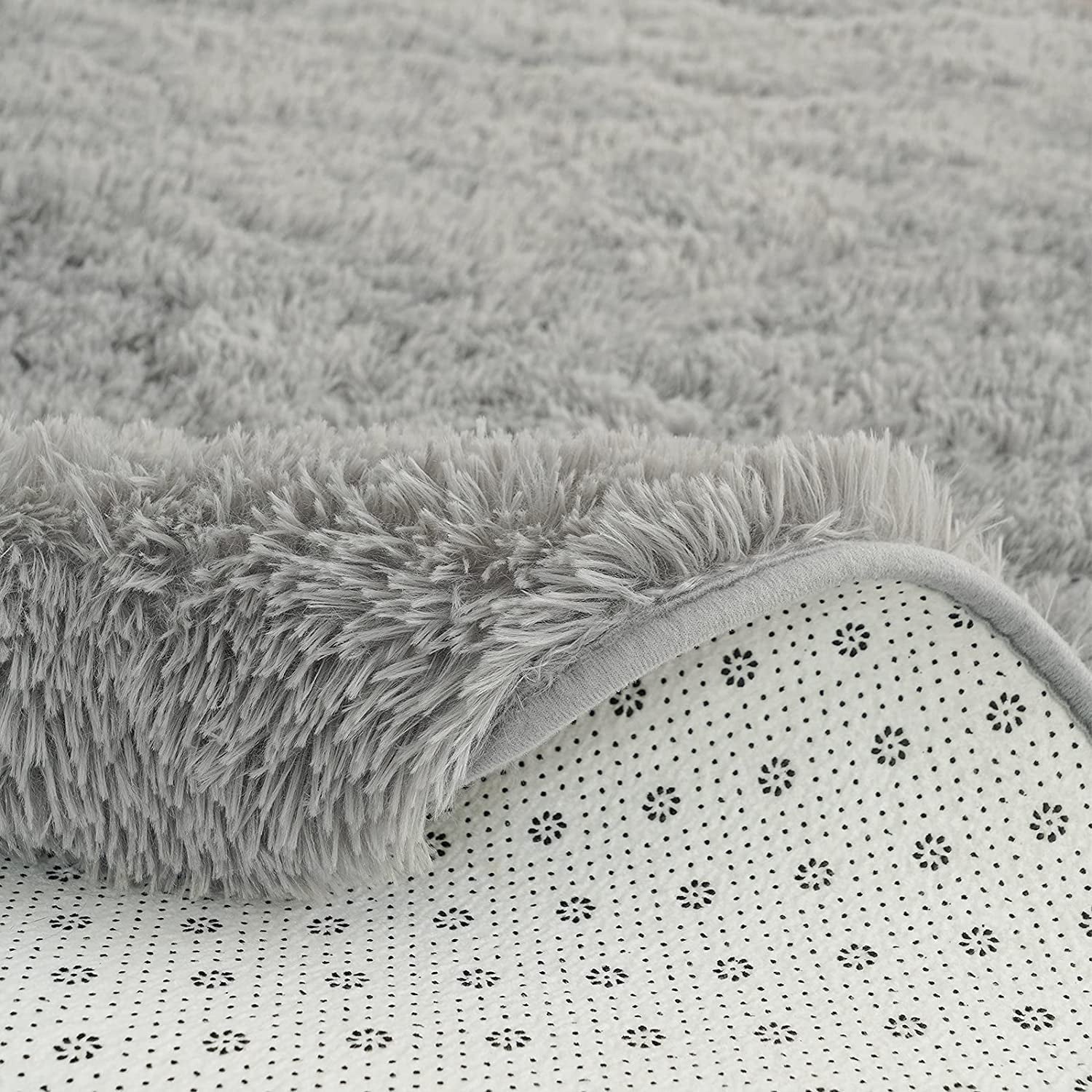 Gray Round Fluffy Shaggy Area Rug 5'x5' A456