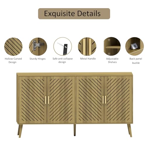 Walnut Wood Sideboard Cabinet with 4 Doors I25741