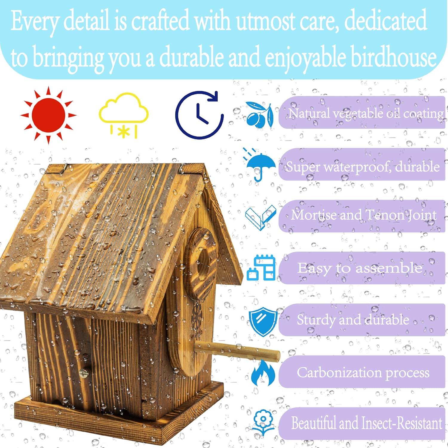 Carbonized Solid Wood Bird House DIY Kit A721