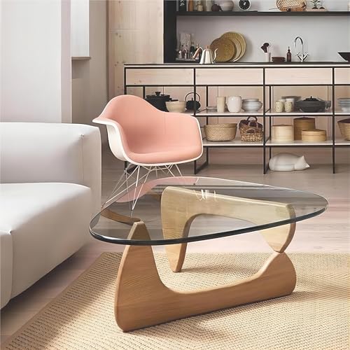Transparent Black Glass Coffee Table with Solid Wood Frame W77234