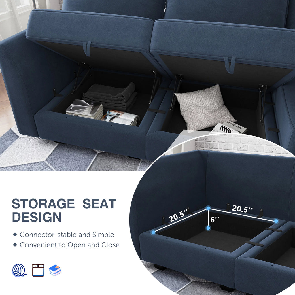 Navy Blue Velvet Modular Sleeper Sofa B635573