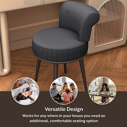 Grey Velvet Vanity Stool Chair with Back O119042