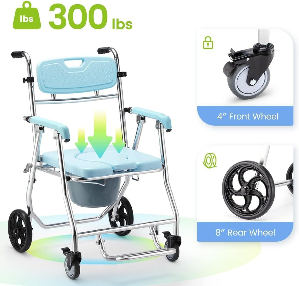 Stand Alone Toilet Safety Rail and Folding Shower Commode Wheelchair Heavy Duty Medical Toilet Safety Frame Adjustable Bathroom Toilet Handrails N65496