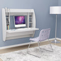 White Wall Mounted Desk with Storage R191