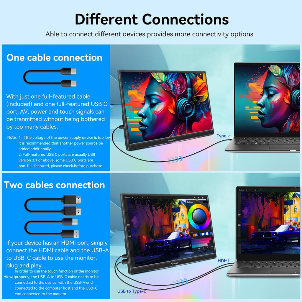 16 Inch FHD IPS Touchscreen Portable Monitor with Built-in Speakers K44409