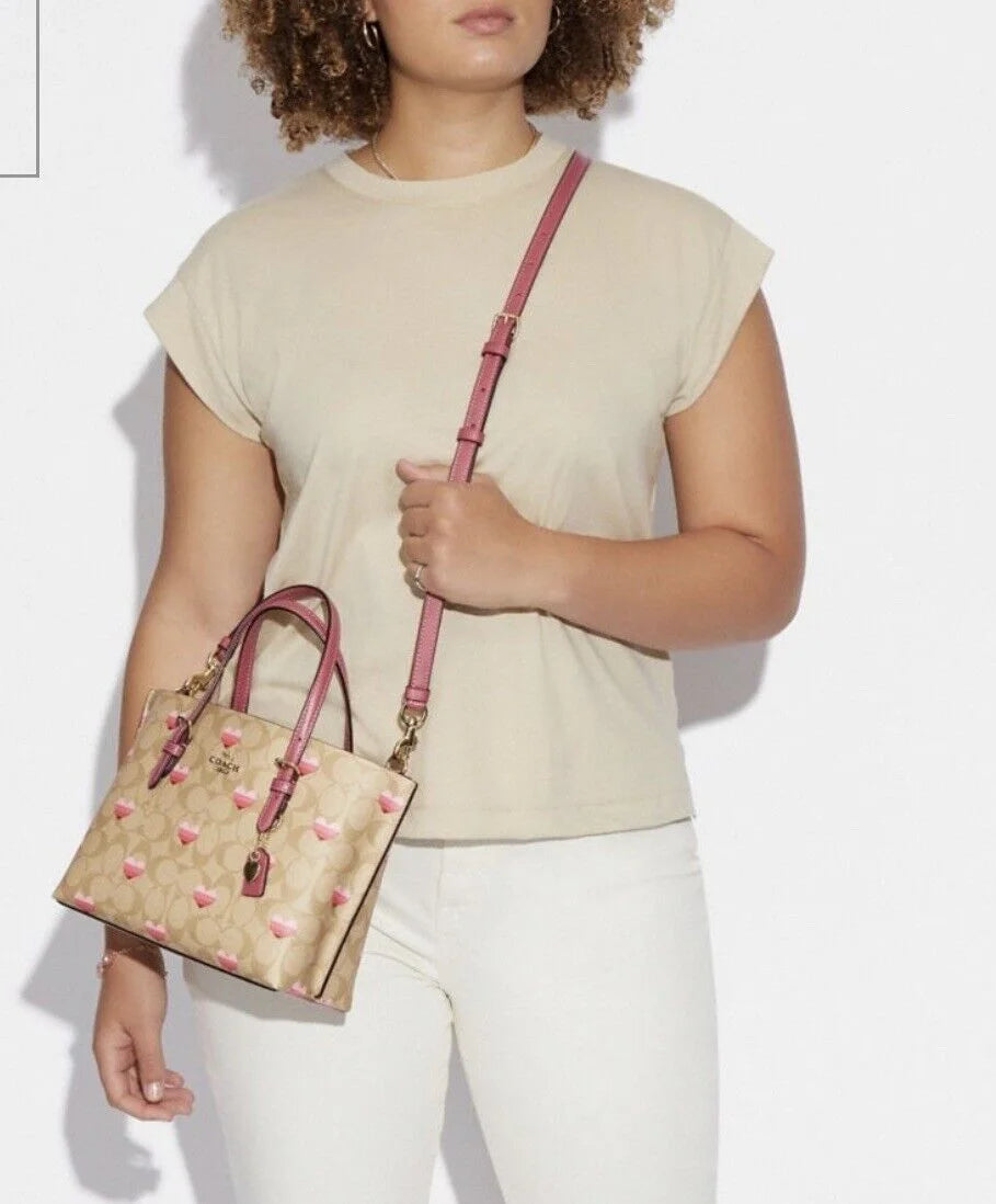 Heart Stripe Print Crossbody Tote K679