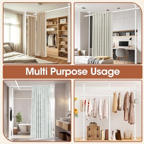 Black Heavy Duty Adjustable Freestanding Tension Curtain Room Divider V274896