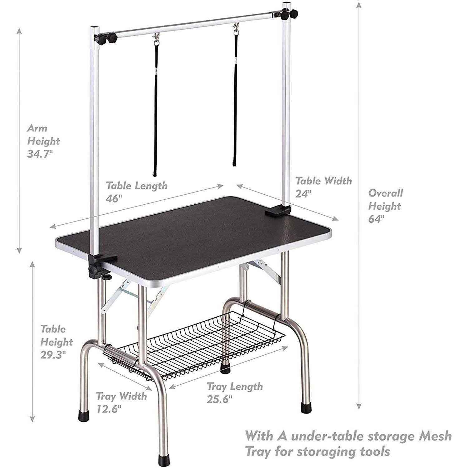 Pet Grooming Table with Arm & Noose & Mesh Tray E87966