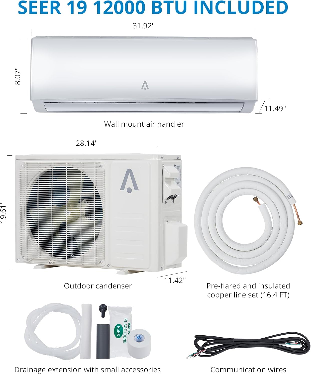 12,000 BTU Mini Split AC with Heat Pump V749