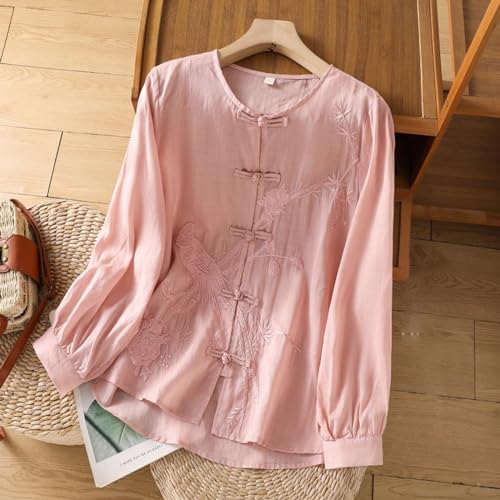 Women's Linen Long Sleeve Solid Color Blouse G221997