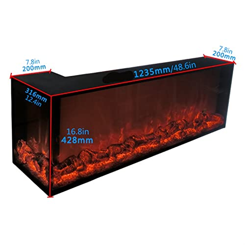 Black L-shaped Recessed Electric Fireplace with Remote Control X12145