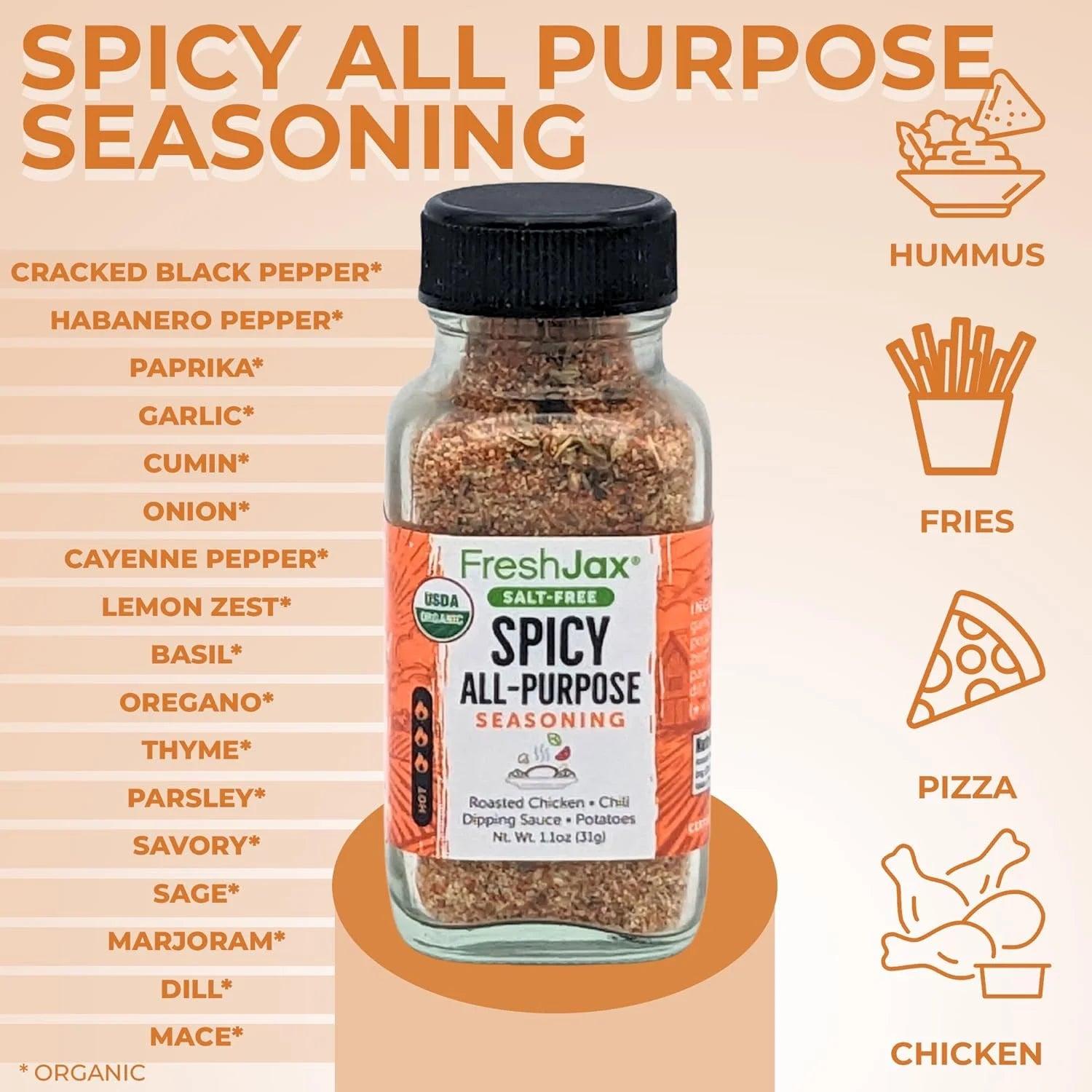 Pack of 5 Organic Hot & Spicy Seasoning Set D1295