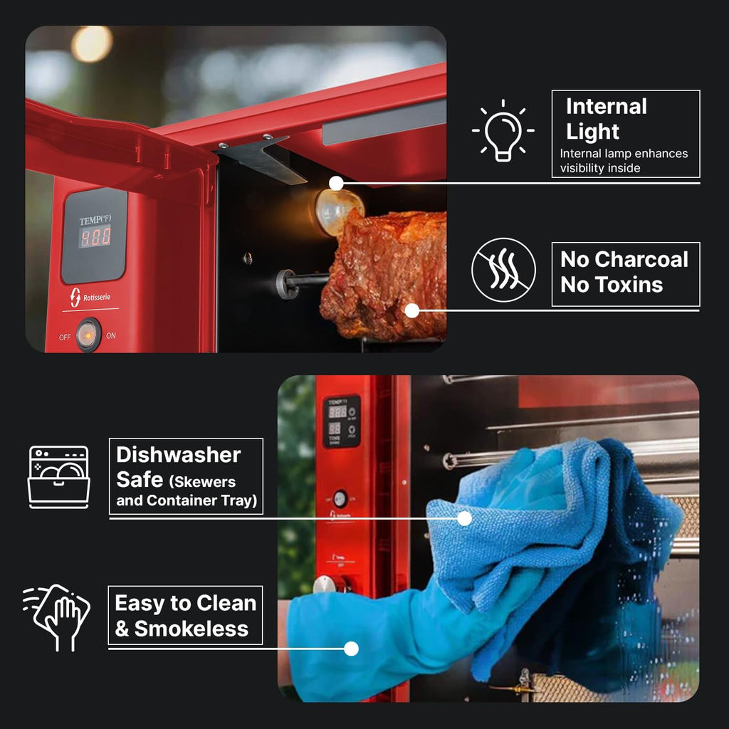 Gas Rotisserie Oven Grill Roaster with Auto Rotating Skewers C92896