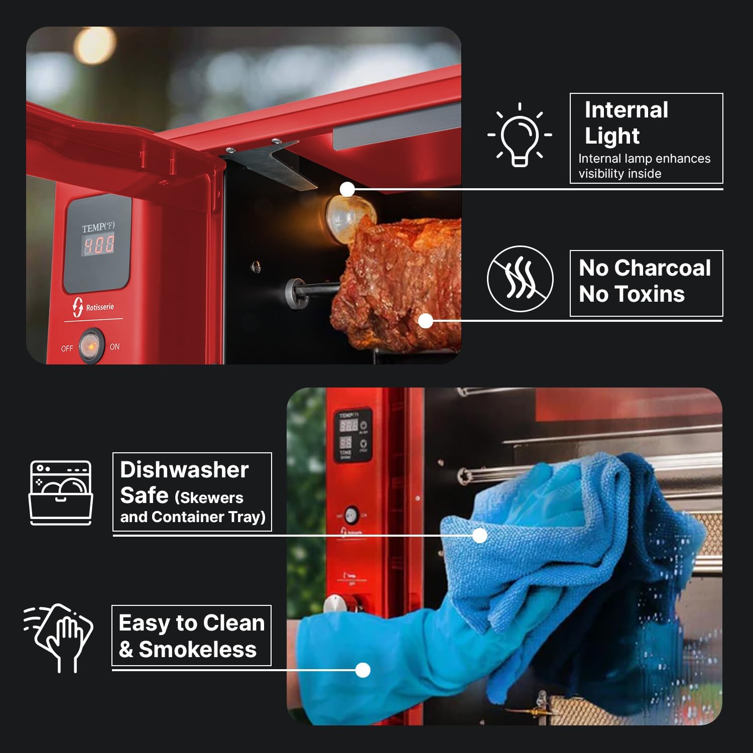 Gas Rotisserie Oven Grill Roaster with Auto Rotating Skewers C92896