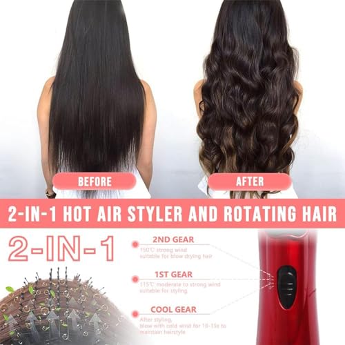 3-in-1 Hot Air Styler and Rotating Hair Dryer with 2 Interchangeable Brushes (Gold) V218