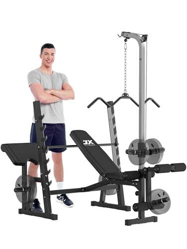 Olympic Weight Bench with LAT Pulldown Pulley System and Preacher Curl Pad H45524