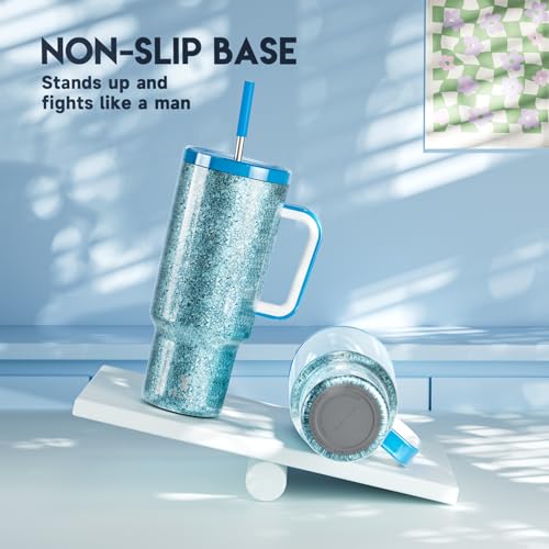 40oz Insulated Stainless Steel Tumbler with Handle and Straw D301